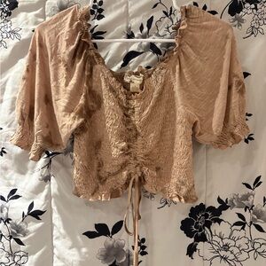 Women's Tan Ruched Top